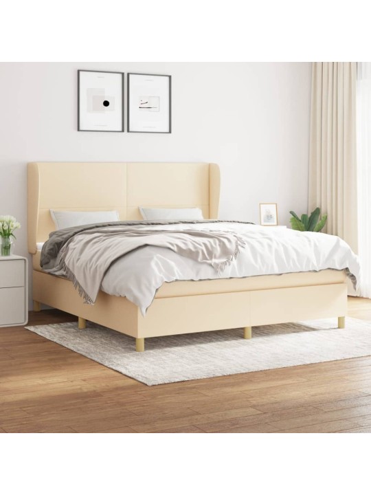 Box spring postel s matrací krémová 160x200 cm textil