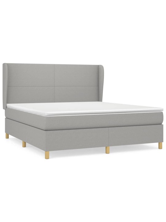 Box spring postel s matrací světle šedá 180 x 200 cm textil