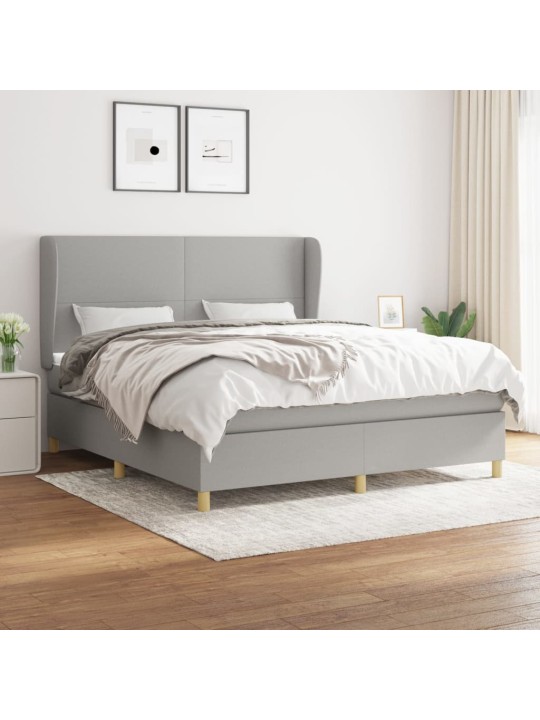 Box spring postel s matrací světle šedá 180 x 200 cm textil