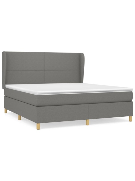 Box spring postel s matrací tmavě šedá 180x200 cm textil