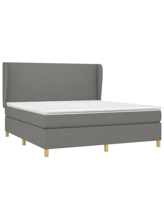 Box spring postel s matrací tmavě šedá 180x200 cm textil