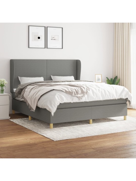 Box spring postel s matrací tmavě šedá 180x200 cm textil