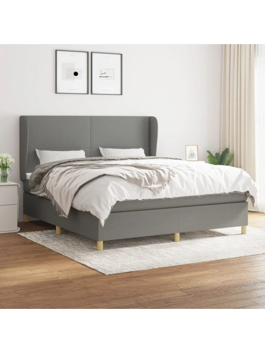 Box spring postel s matrací tmavě šedá 180x200 cm textil