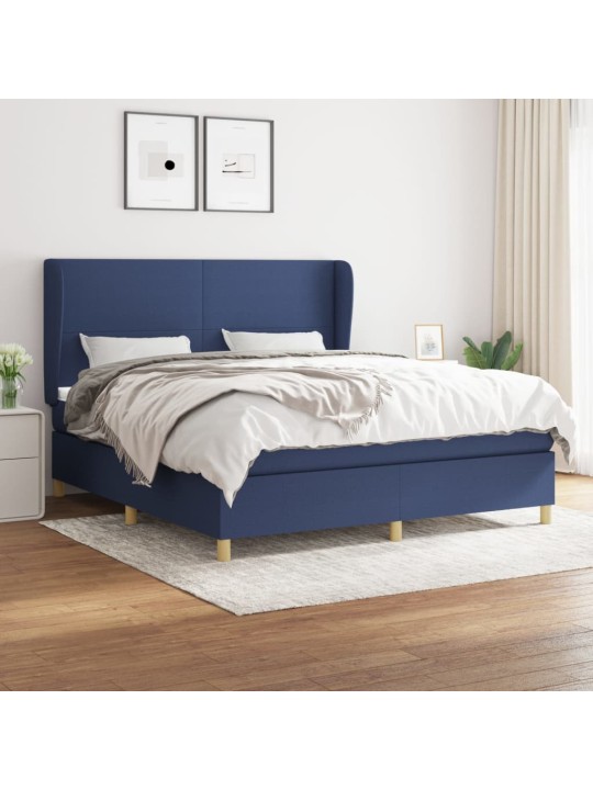 Box spring postel s matrací modrá 180x200 cm textil