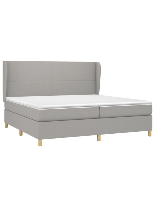 Box spring postel s matrací světle šedá 200 x 200 cm textil