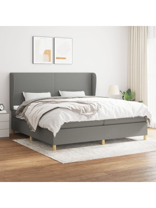 Box spring postel s matrací tmavě šedá 200x200 cm textil