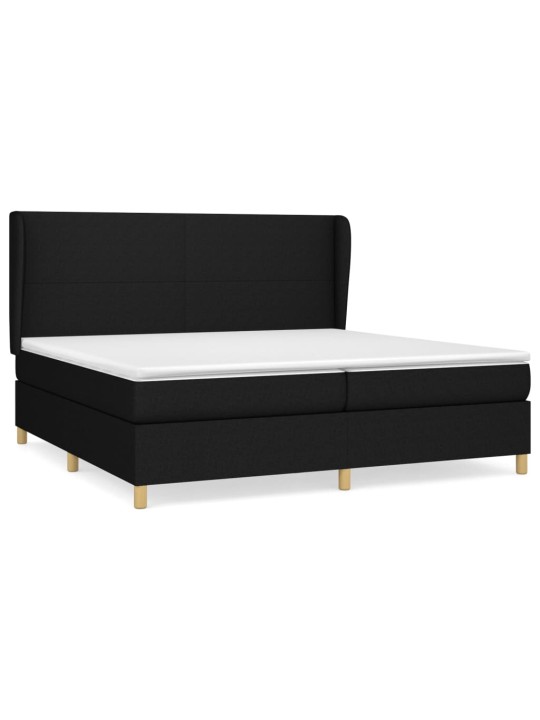 Box spring postel s matrací černá 200x200 cm textil