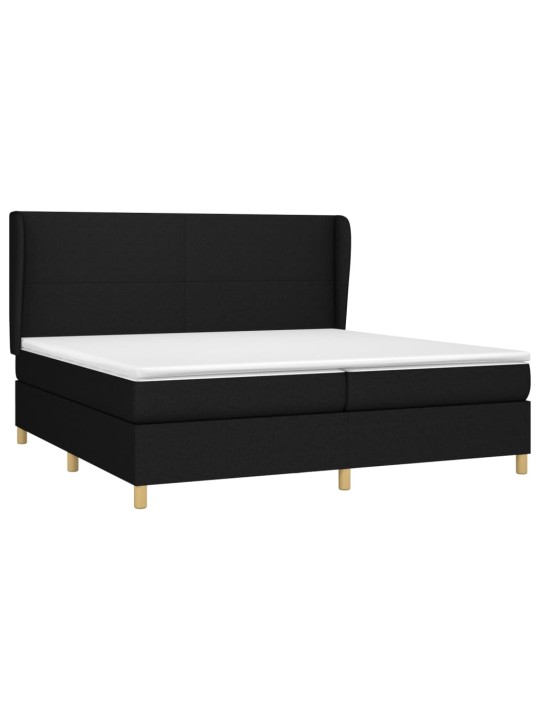 Box spring postel s matrací černá 200x200 cm textil