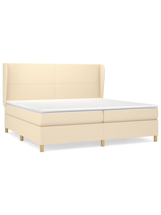 Box spring postel s matrací krémová 200x200 cm textil