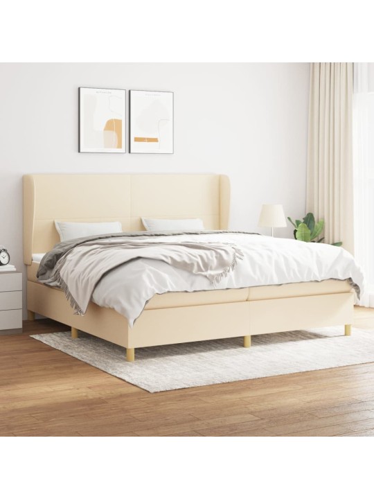 Box spring postel s matrací krémová 200x200 cm textil
