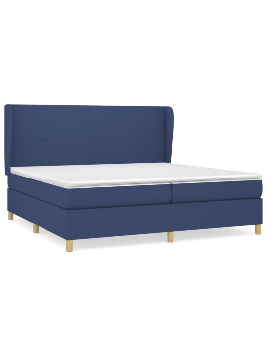 Box spring postel s matrací modrá 200x200 cm textil