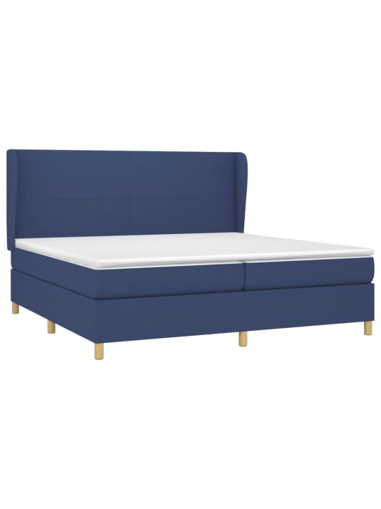 Box spring postel s matrací modrá 200x200 cm textil