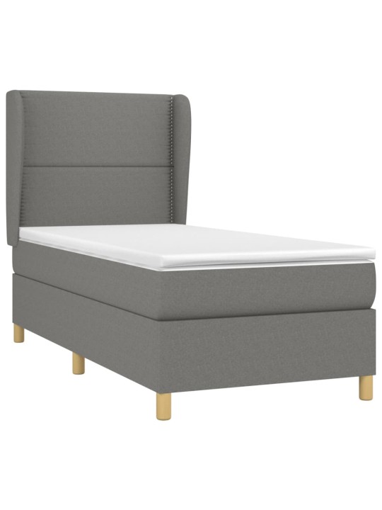 Box spring postel s matrací tmavě šedá 90x190 cm textil