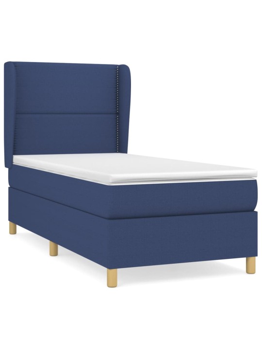 Box spring postel s matrací modrá 90x190 cm textil