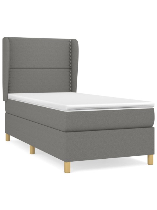 Box spring postel s matrací tmavě šedá 90x200 cm textil