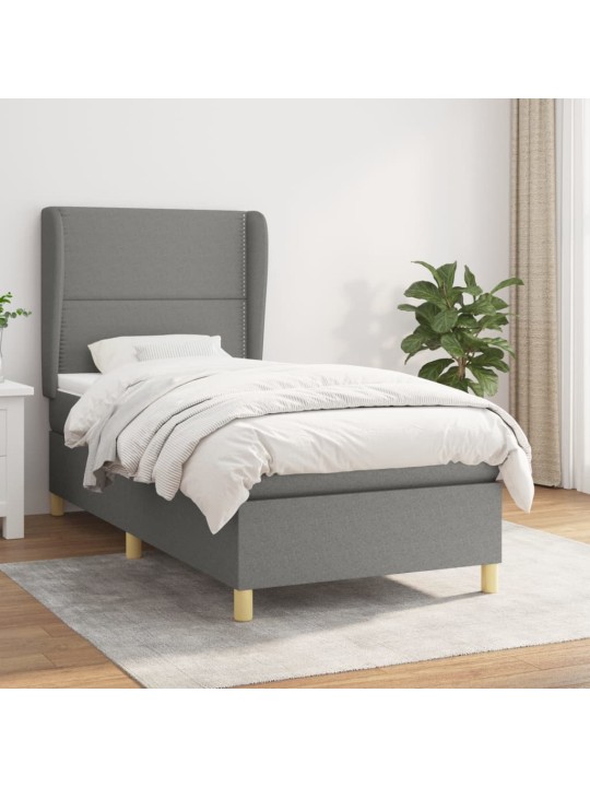 Box spring postel s matrací tmavě šedá 90x200 cm textil