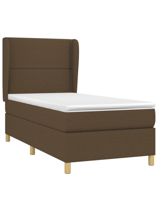 Box spring postel s matrací tmavě hnědá 90x200 cm textil