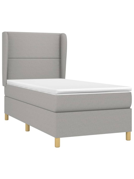 Box spring postel s matrací světle šedý 100 x 200 cm textil