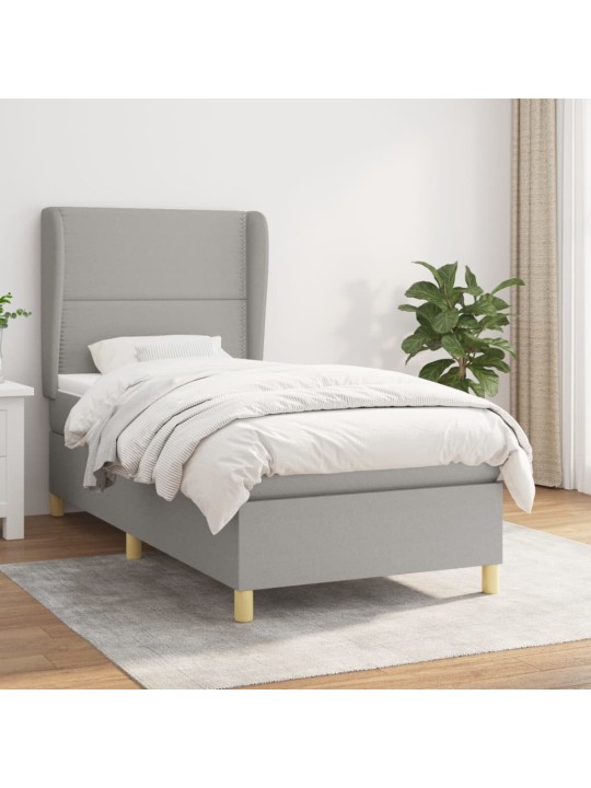 Box spring postel s matrací světle šedý 100 x 200 cm textil