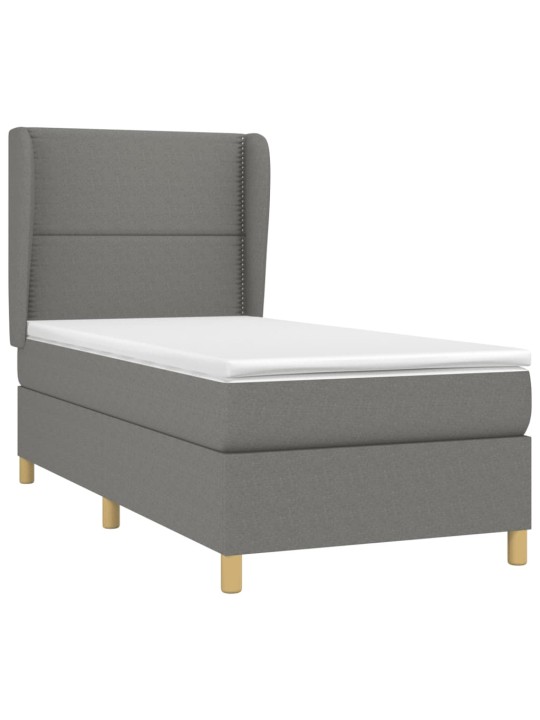 Box spring postel s matrací tmavě šedá 100 x 200 cm textil