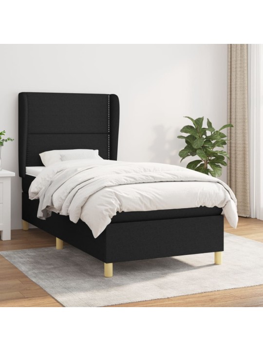Box spring postel s matrací černá 100 x 200 cm textil