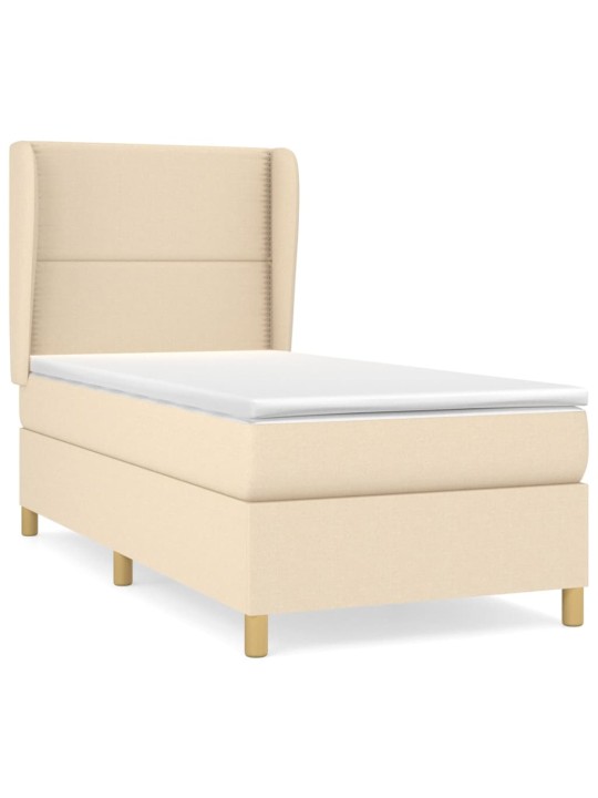 Box spring postel s matrací krémová 100 x 200 cm textil