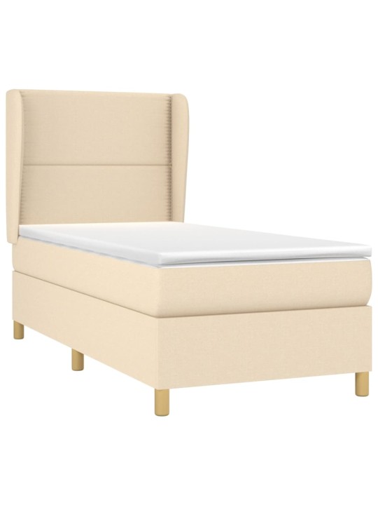 Box spring postel s matrací krémová 100 x 200 cm textil