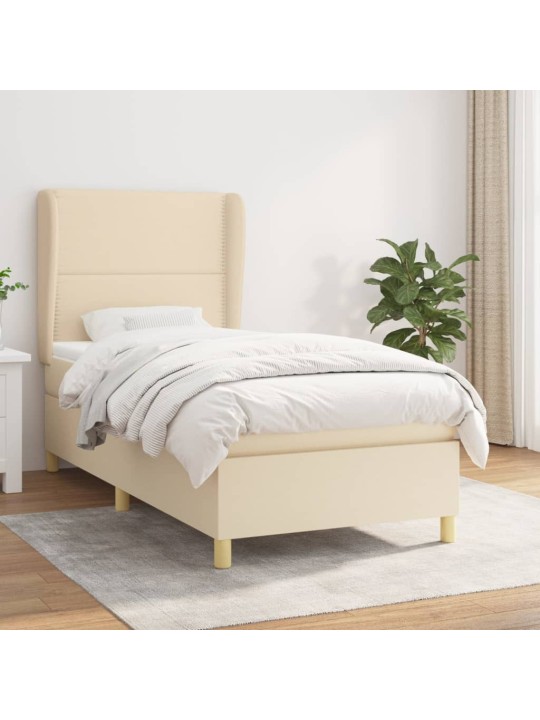 Box spring postel s matrací krémová 100 x 200 cm textil