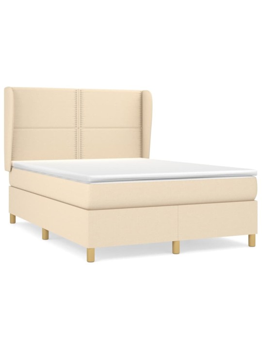 Box spring postel s matrací krémová 140x190 cm textil