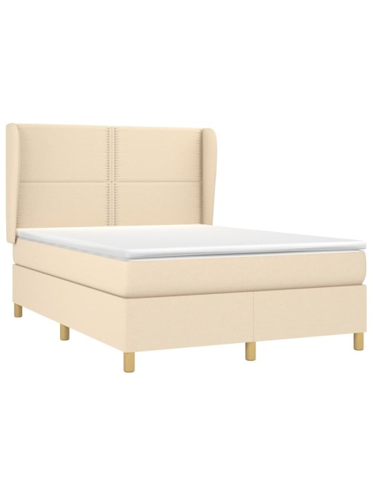Box spring postel s matrací krémová 140x190 cm textil