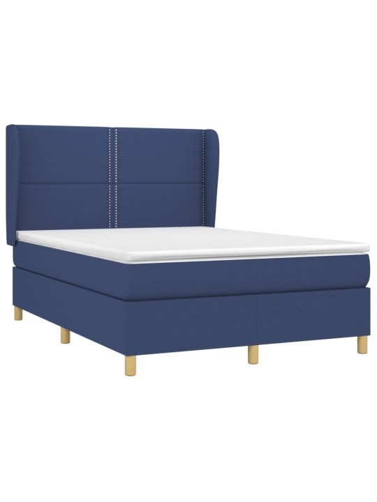 Box spring postel s matrací modrá 140x190 cm textil