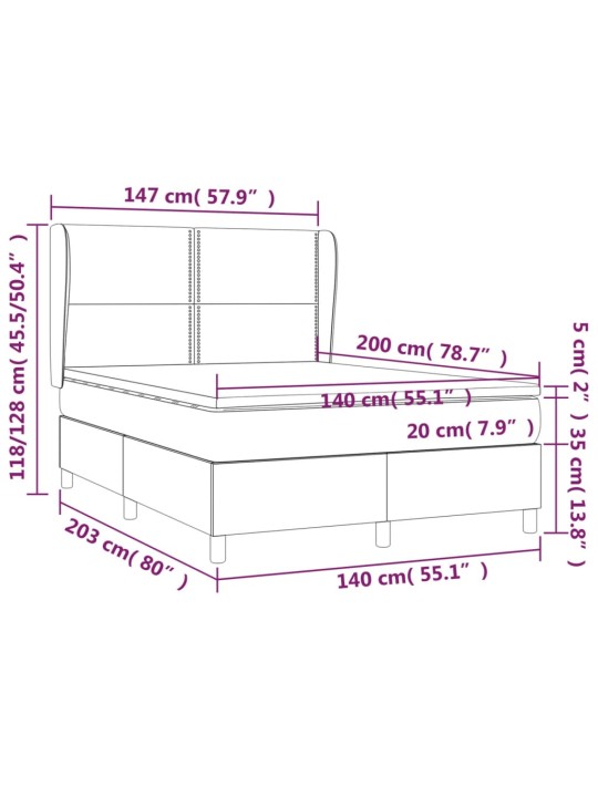 Box spring postel s matrací tmavě šedá 140x200 cm textil