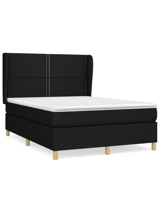 Box spring postel s matrací černá 140x200 cm textil