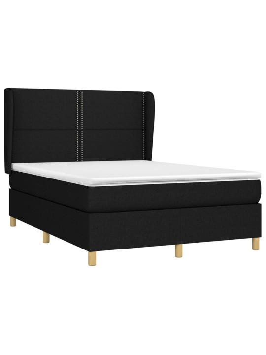 Box spring postel s matrací černá 140x200 cm textil