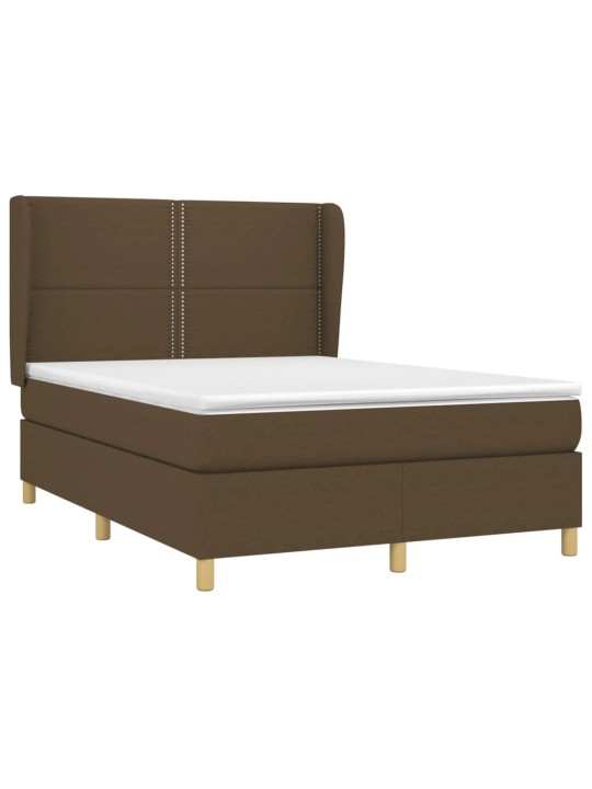 Box spring postel s matrací tmavě hnědá 140x200 cm textil