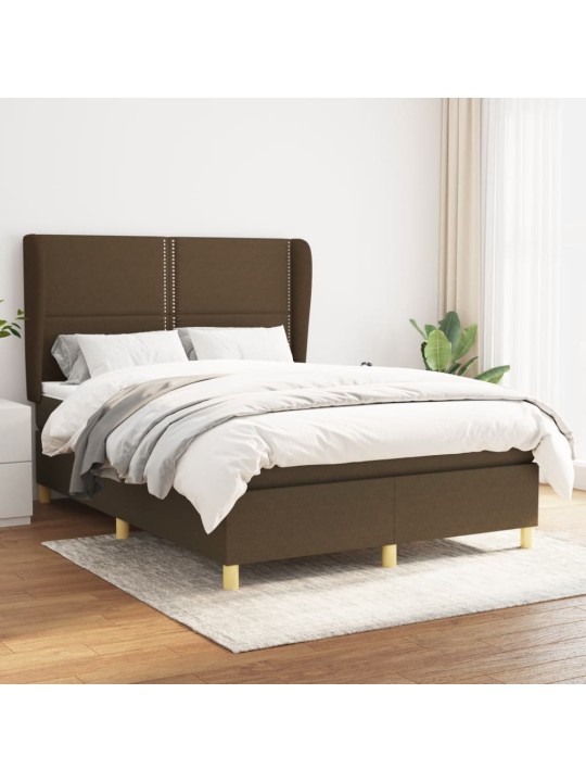 Box spring postel s matrací tmavě hnědá 140x200 cm textil
