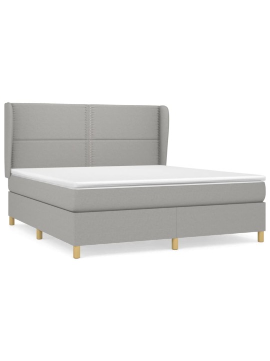 Box spring postel s matrací světle šedá 160 x 200 cm textil