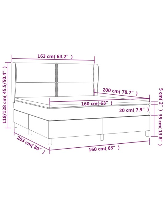 Box spring postel s matrací tmavě šedá 160x200 cm textil