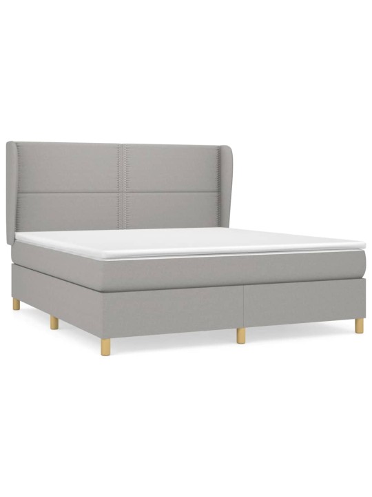 Box spring postel s matrací světle šedá 180 x 200 cm textil
