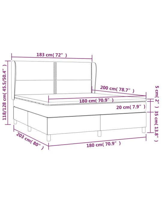 Box spring postel s matrací tmavě šedá 180x200 cm textil