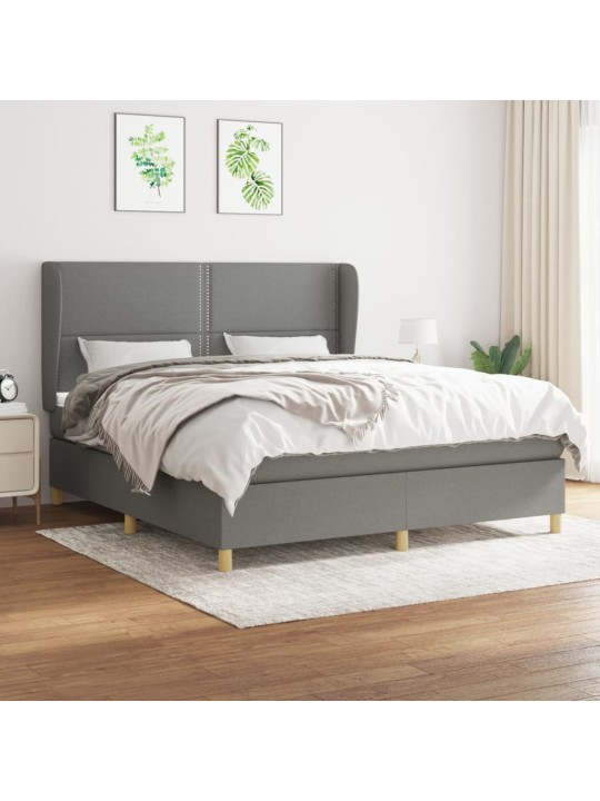 Box spring postel s matrací tmavě šedá 180x200 cm textil