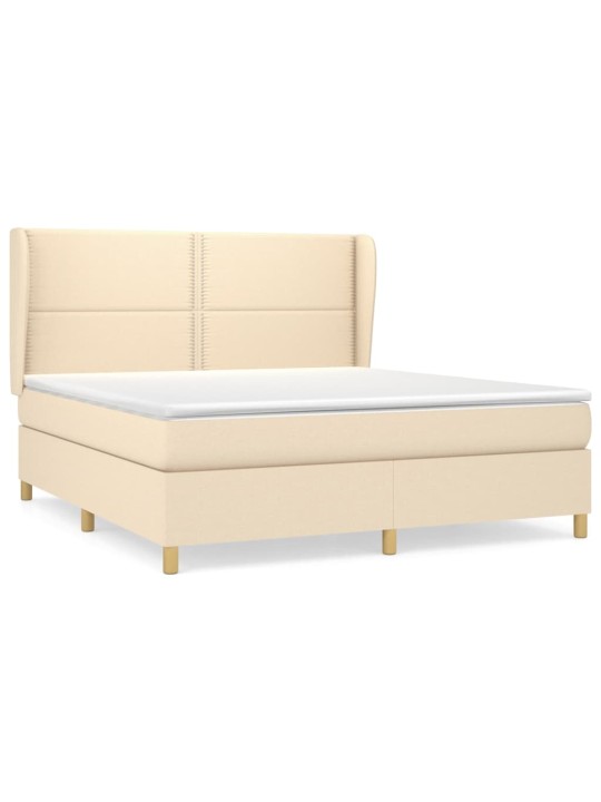 Box spring postel s matrací krémová 180x200 cm textil