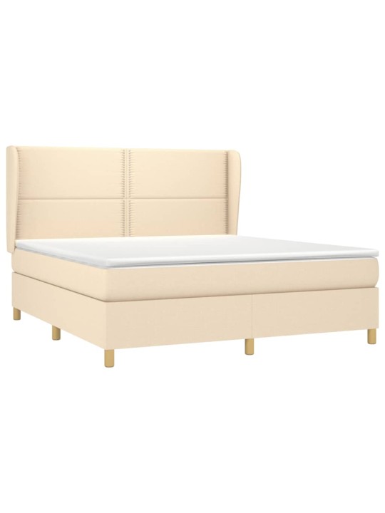 Box spring postel s matrací krémová 180x200 cm textil