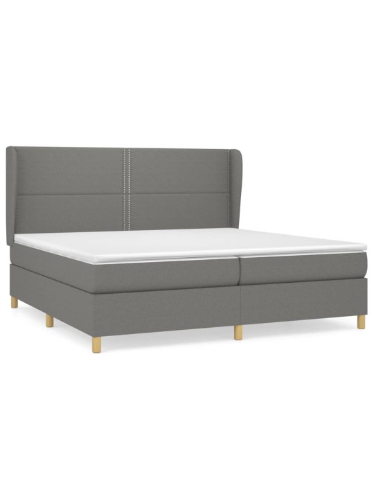 Box spring postel s matrací tmavě šedá 200x200 cm textil