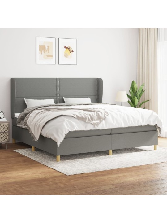 Box spring postel s matrací tmavě šedá 200x200 cm textil