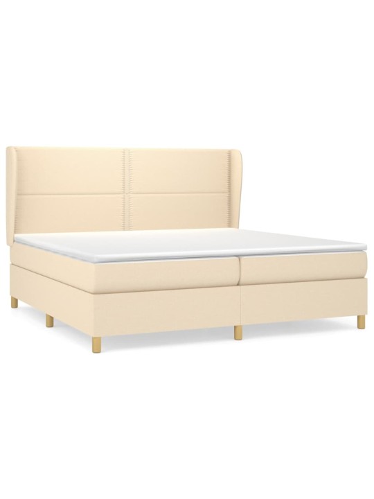 Box spring postel s matrací krémová 200x200 cm textil