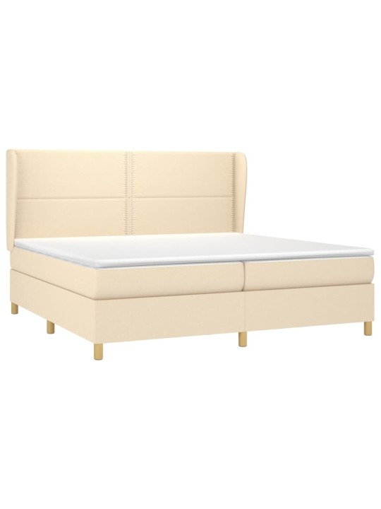 Box spring postel s matrací krémová 200x200 cm textil