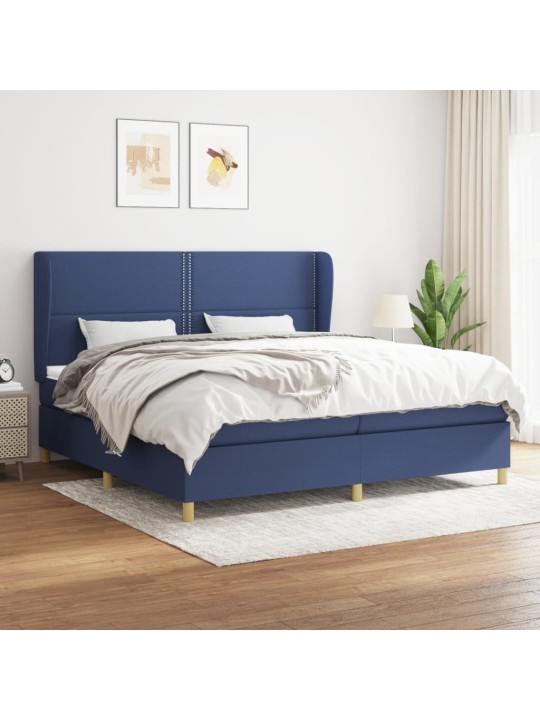 Box spring postel s matrací modrá 200x200 cm textil