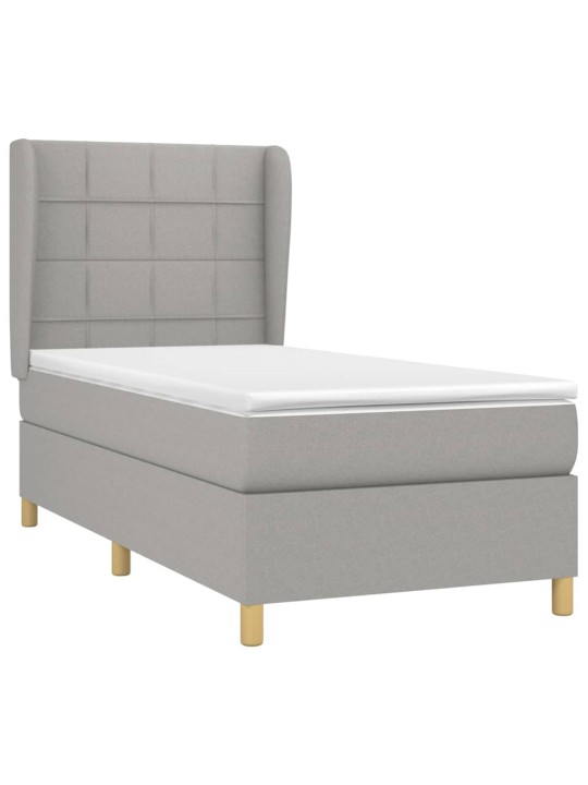 Box spring postel s matrací světle šedá 90x200 cm textil