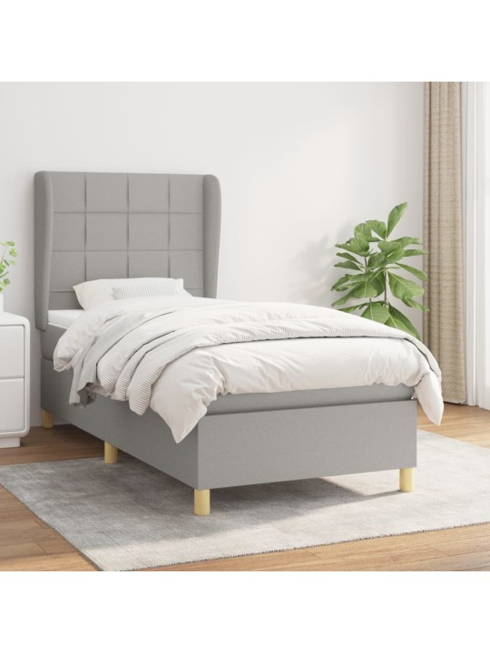 Box spring postel s matrací světle šedá 90x200 cm textil